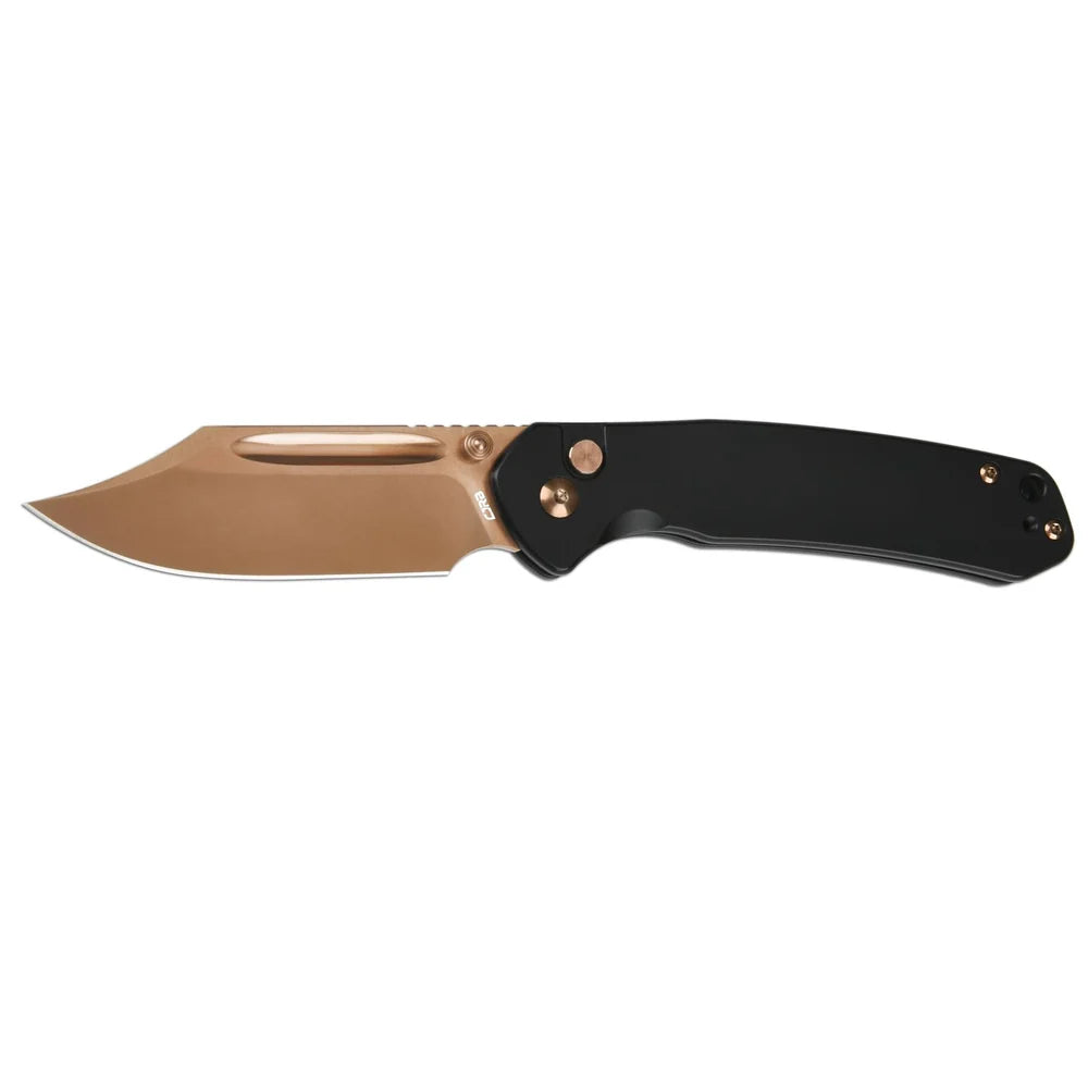 CJRB Pyrite Bowie, folding knife, AR-RPM9, Steel handle, Button Lock, J1942-RG