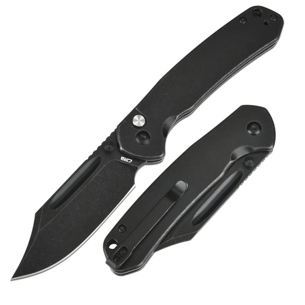 CJRB Pyrite Bowie, folding knife, AR-RPM9, Steel handle, Button Lock, J1942-BST