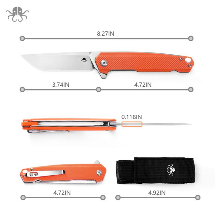 Klaken Solace, folding knife, D2, G10, Liner Lock, TL-J150-Orange
