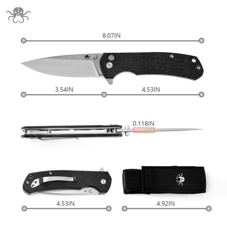 Klaken StoneFang, folding knife, D2, Micarta, button-lock, J285-BK