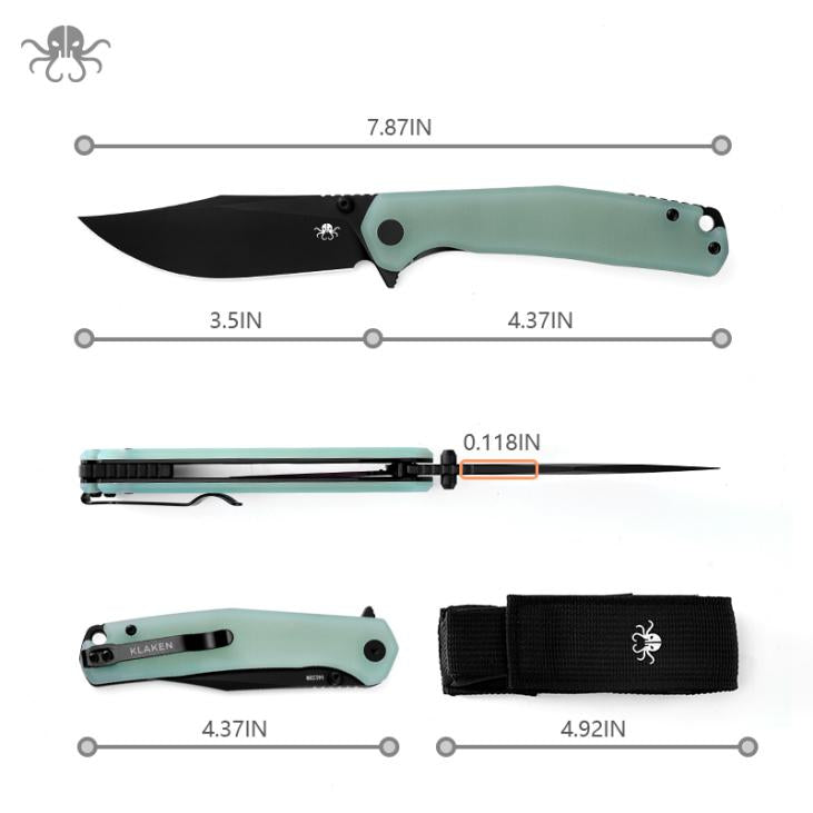Klaken The Lancet, folding knife, 14C28N, G10, Liner Lock, J335-blue-black