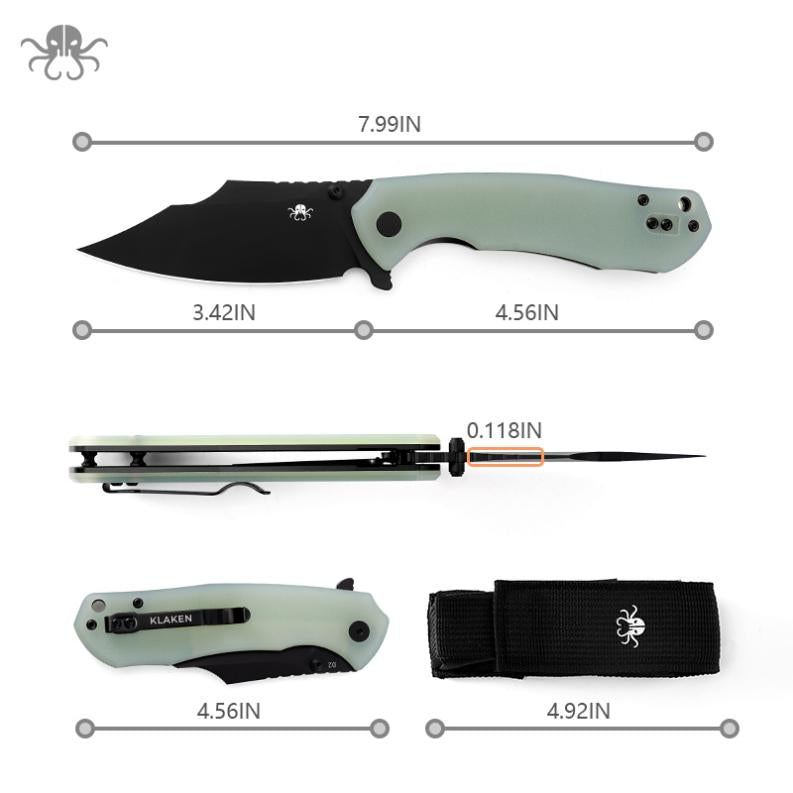 Klaken Specter, folding knife, D2, G10, Liner Lock, K01-BK-White
